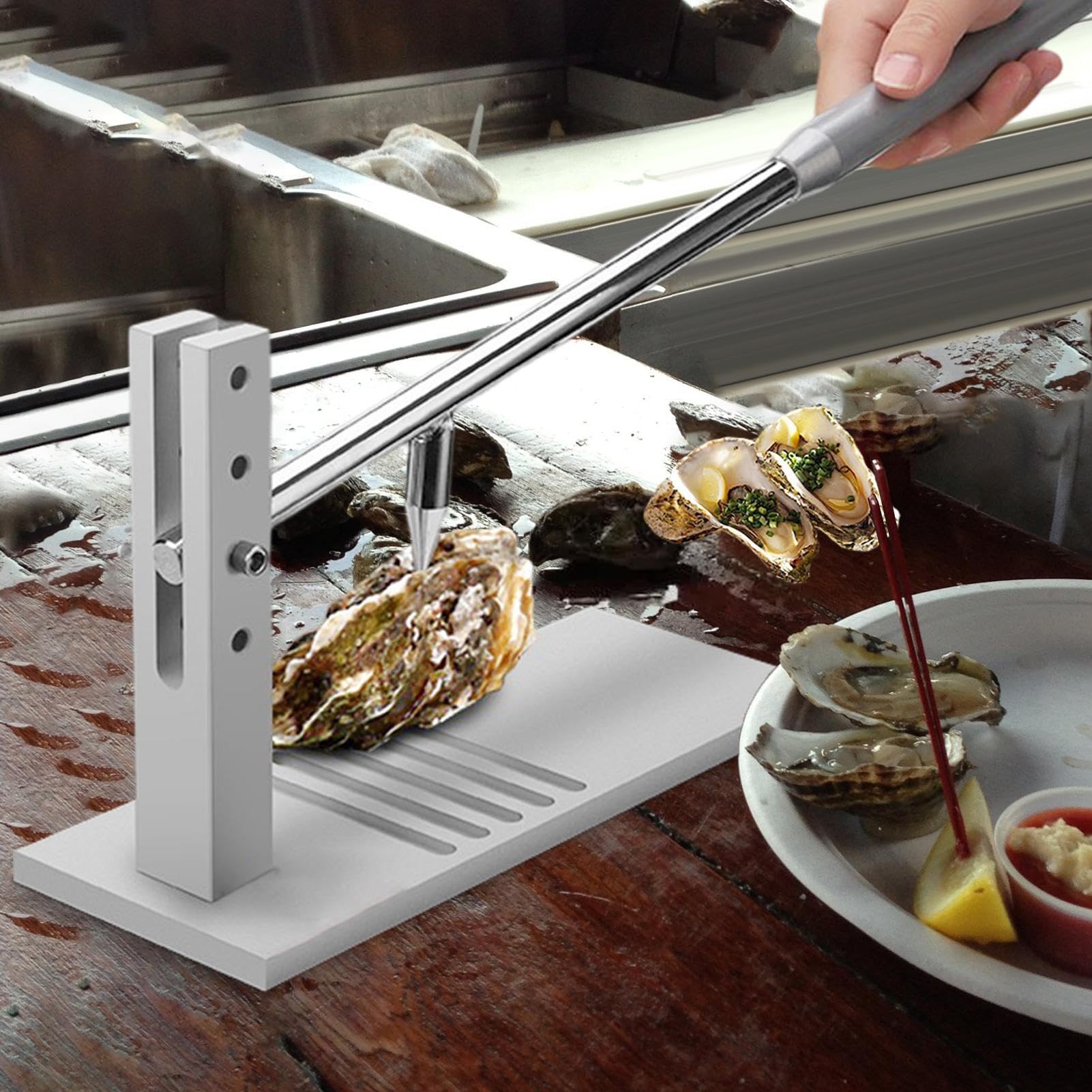 Generisch Pelador de , pelador de , máquina de abridor de de acero | inoxidable, juego de herramientas Shucker con 2 cuchillos, guantes y abridor de conchas para abrir mejillones y