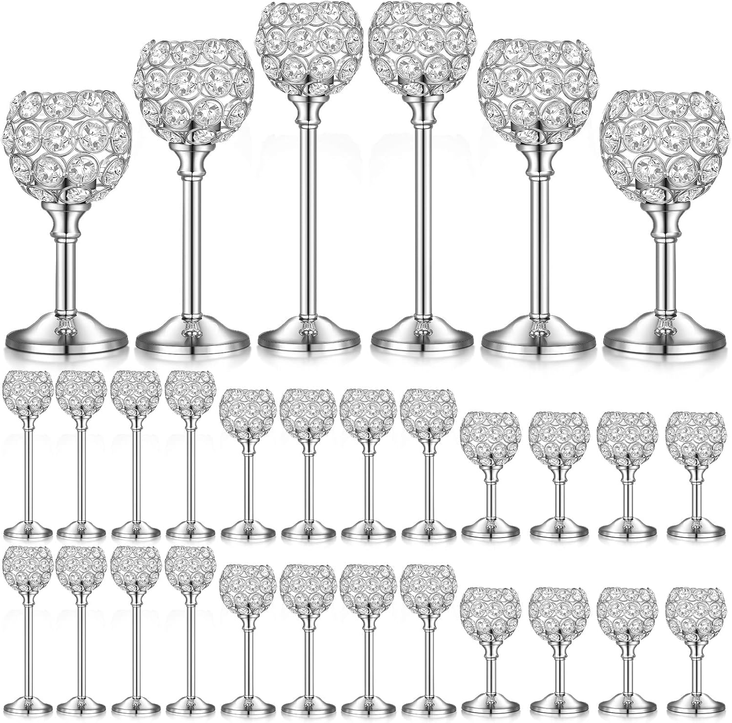 Qunclay 36 Pcs Crystal Candle Holders Bulk, Shiny