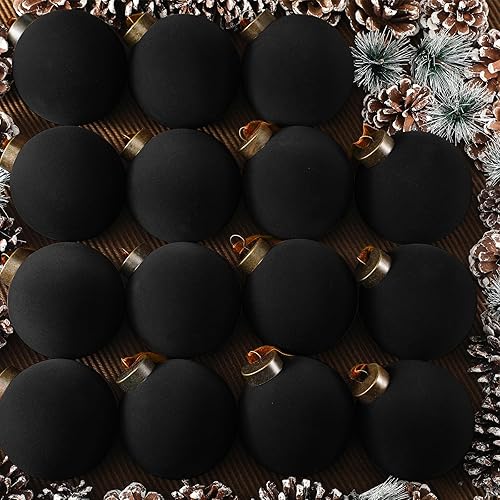 Miniatura 1 de Liliful 15 bolas de Navidad de terciopelo a granel, adornos de bola de árbol de Navidad flocadas, bolas de plástico, adornos decorativos para