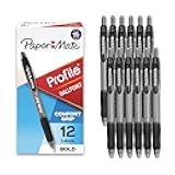 Paper Mate Profile Retractable Ballpoint Pens, Bold Point (1.4mm), Black, 12 Count