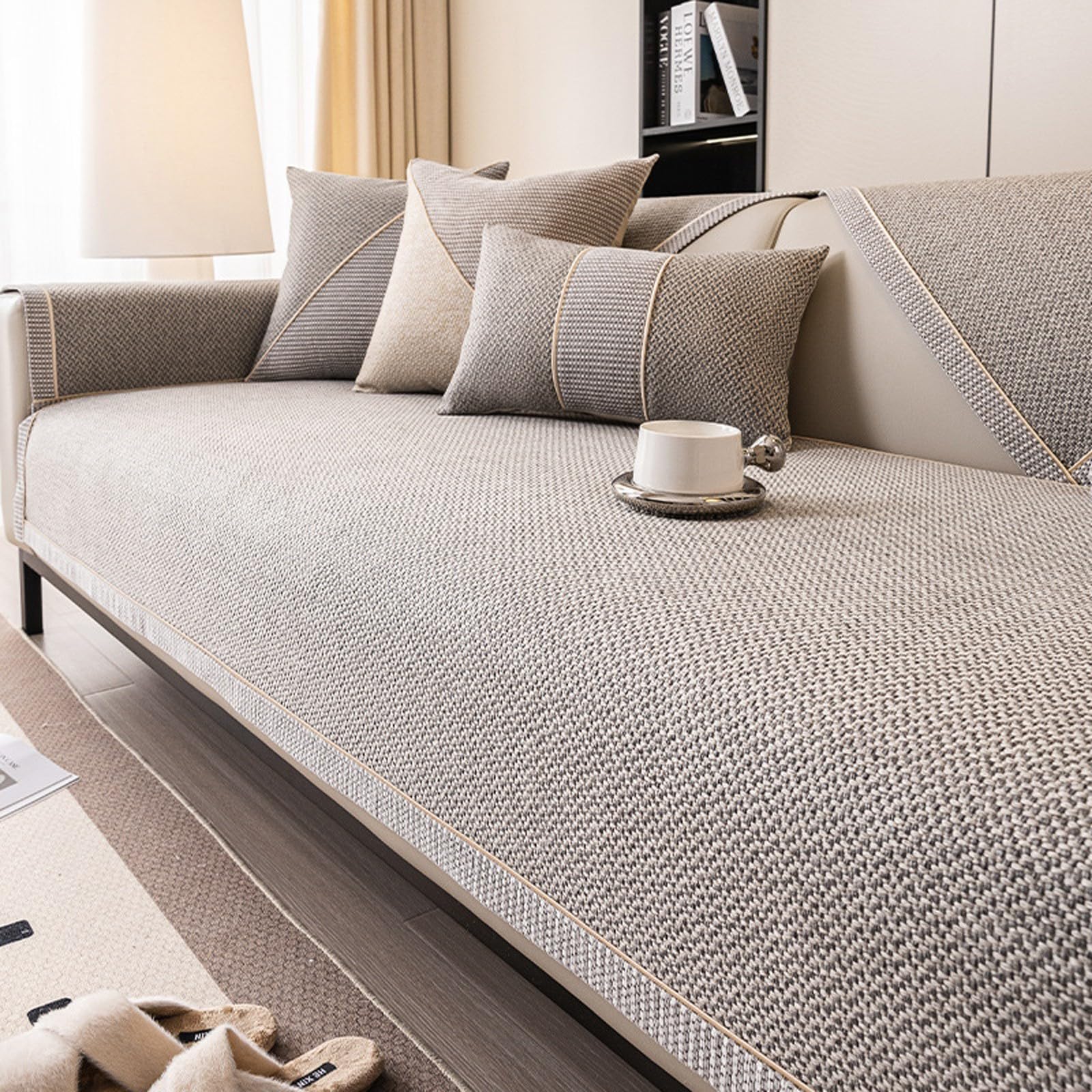 Cotton And Linen Sofa Cover Non-Slip Sofas Slipcovers Furniture Protector Sofa cushion 1 2 3 4 Seater Universal- Multi-functional L-shape U-shape Couch Covers(Grey,70 * 180cm)