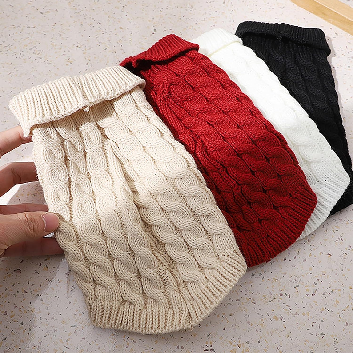 Dog Sweaters for Small Dogs, Fall Dog Turtleneck Pullover Sweater, Lightweight Pet Clothes in Cold Weather Sweaters for Dogs Cats(White,X-Small)