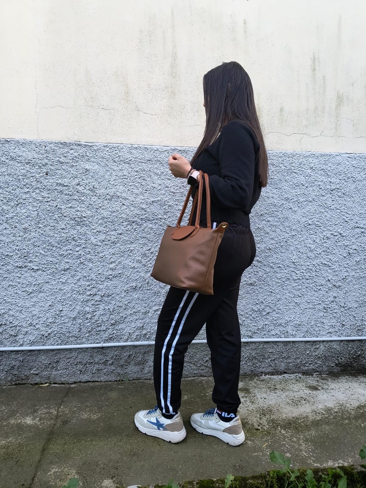 Bolso de mujer de piel auténtica – bandolera y asas, elegante bolso de mano hombro y bandolera – Estilo casual chic, Giuly