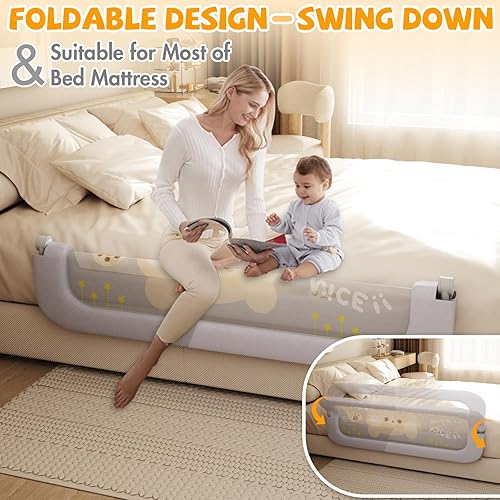 Miniatura 2 de Riel de protección de cama para niños pequeños  Rieles plegables de elevación de 60 pulgadas para niños  Protector de barandilla de seguridad para
