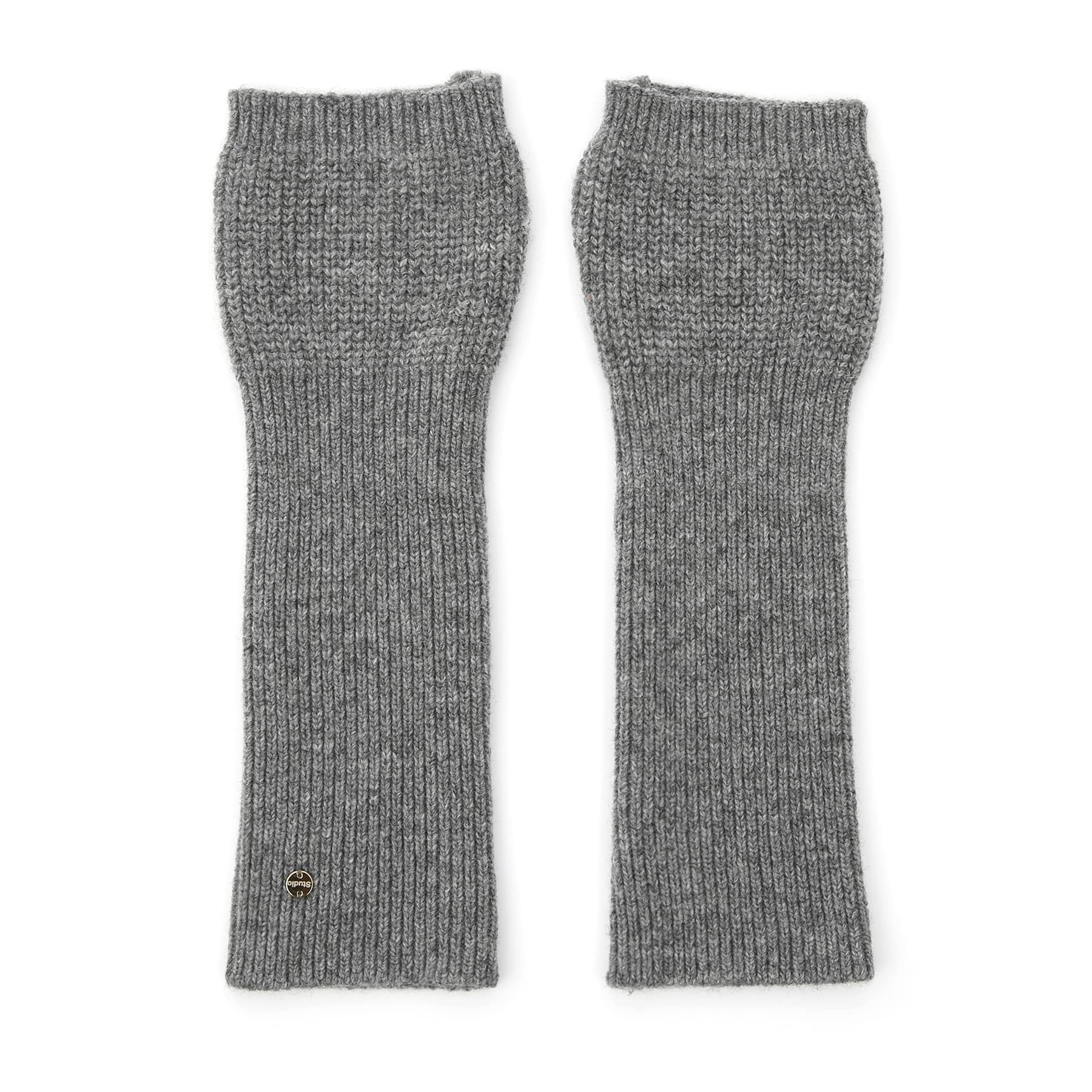UNDERCONTROL Gold Label Cashmere Wool Blend Knitted Soft Touch Thumb Hole Fingerless Women Texting Arm Long Warmer Cell Phone Mittens Gloves Korea (GREY)