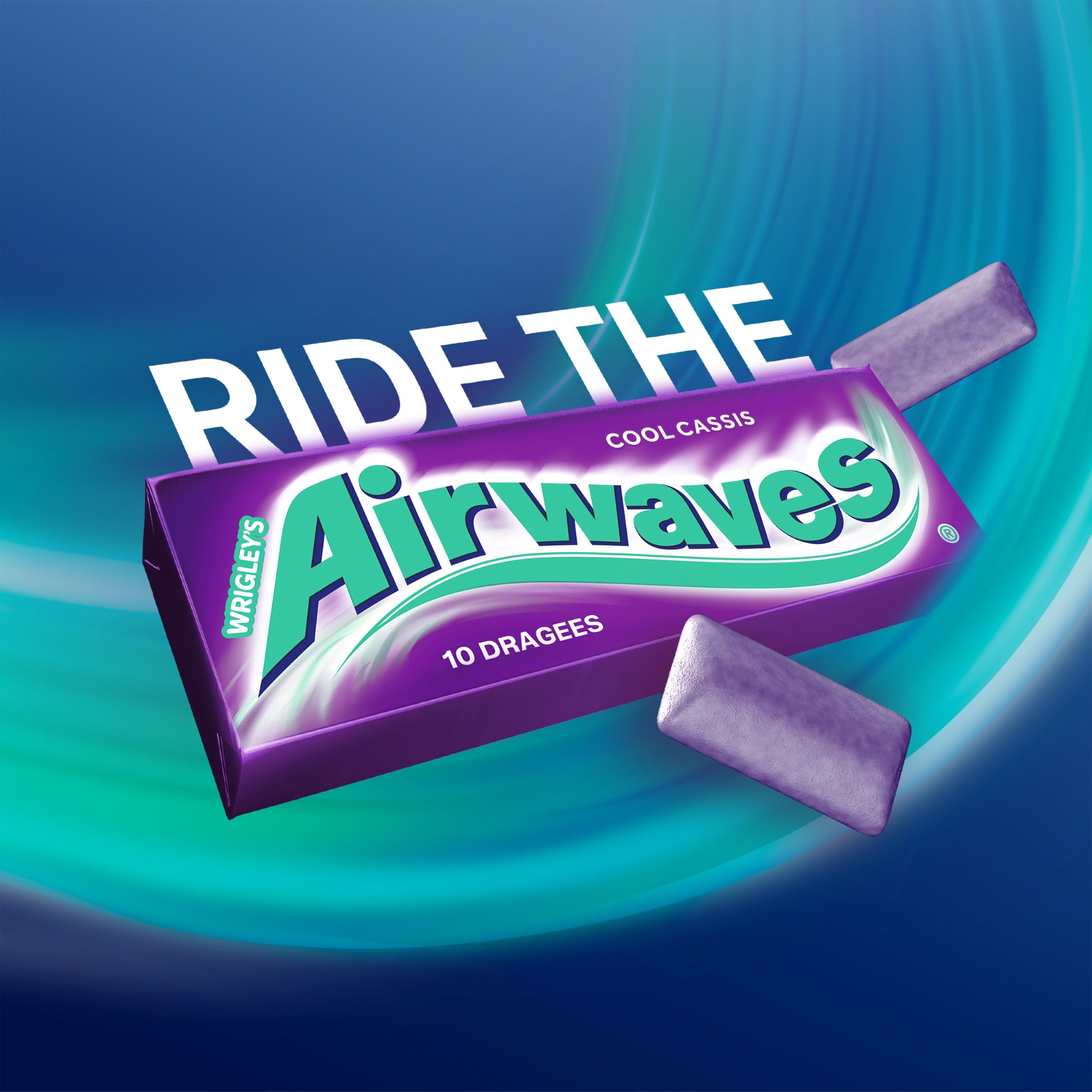 Airwaves Kaugummi | Cool Cassis | Lila, zuckerfrei | 20 x 3 Packungen (20 x 3 x 10 Dragees)