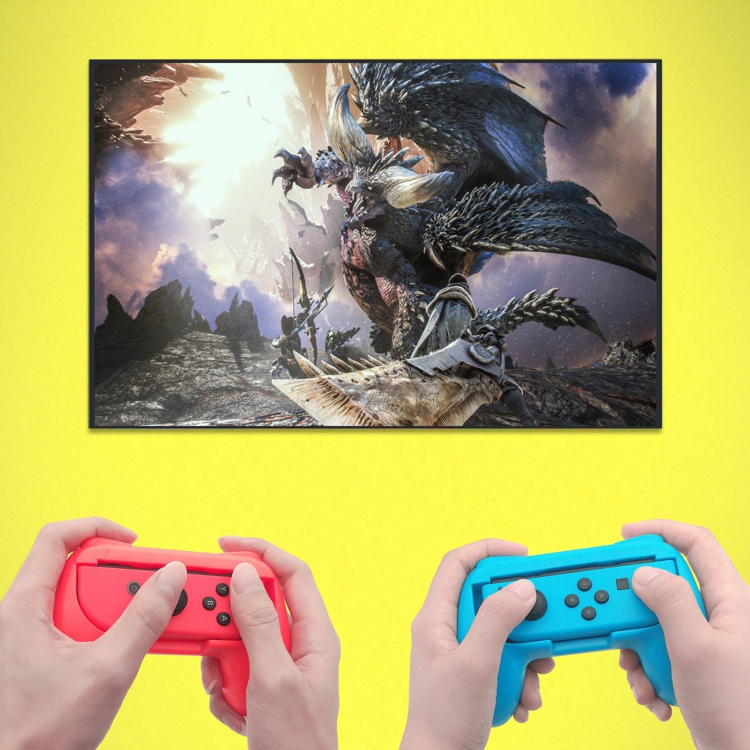 FYOUNG Hand Grips Compatible with Switch/Switch OLED Model Controllers, Grip Compatible with Switch Joy Con - Blue and Red (2 Packs) : Video Games