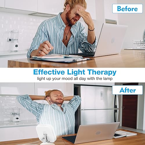 Miniatura 5 de Qoosseine Lámpara de terapia de luz, caja de luz sin rayos UV de 10000 lux, con 4 niveles de brillo, 4 temperaturas de color, 4 funciones de