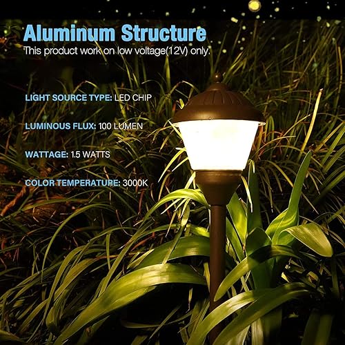 Miniatura 2 de GOODSMANN Luces de camino de bajo voltaje para iluminación de paisaje, 4 unidades de luces LED de 1.5 W, 100 lúmenes y 2 focos de 5 W, 400 lúmenes,