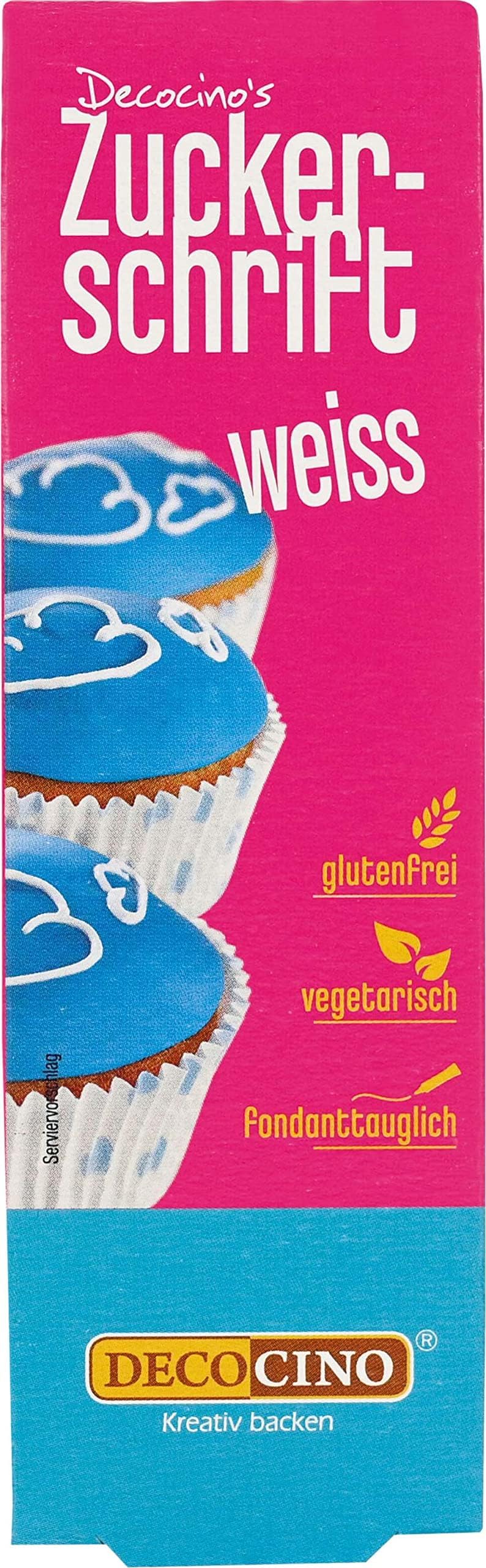 Zuckerschrift Weiß 100g Tube von Decocino für Fondant,…