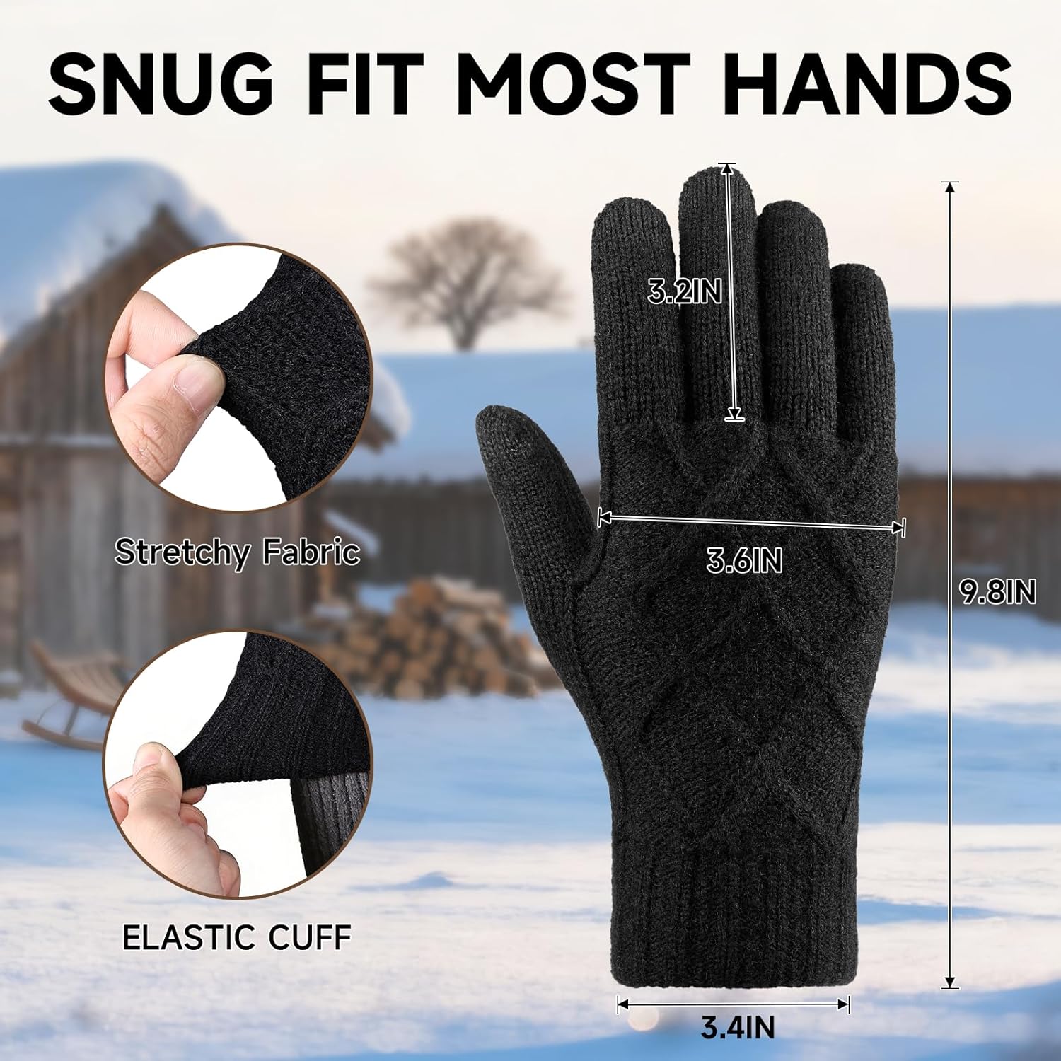 Braventure Winter Gloves Beanie Hat Set: Women Men Warm Fleece Windproof Touchscreen Gloves Skull Cap Set for Cold Weather - Image 5