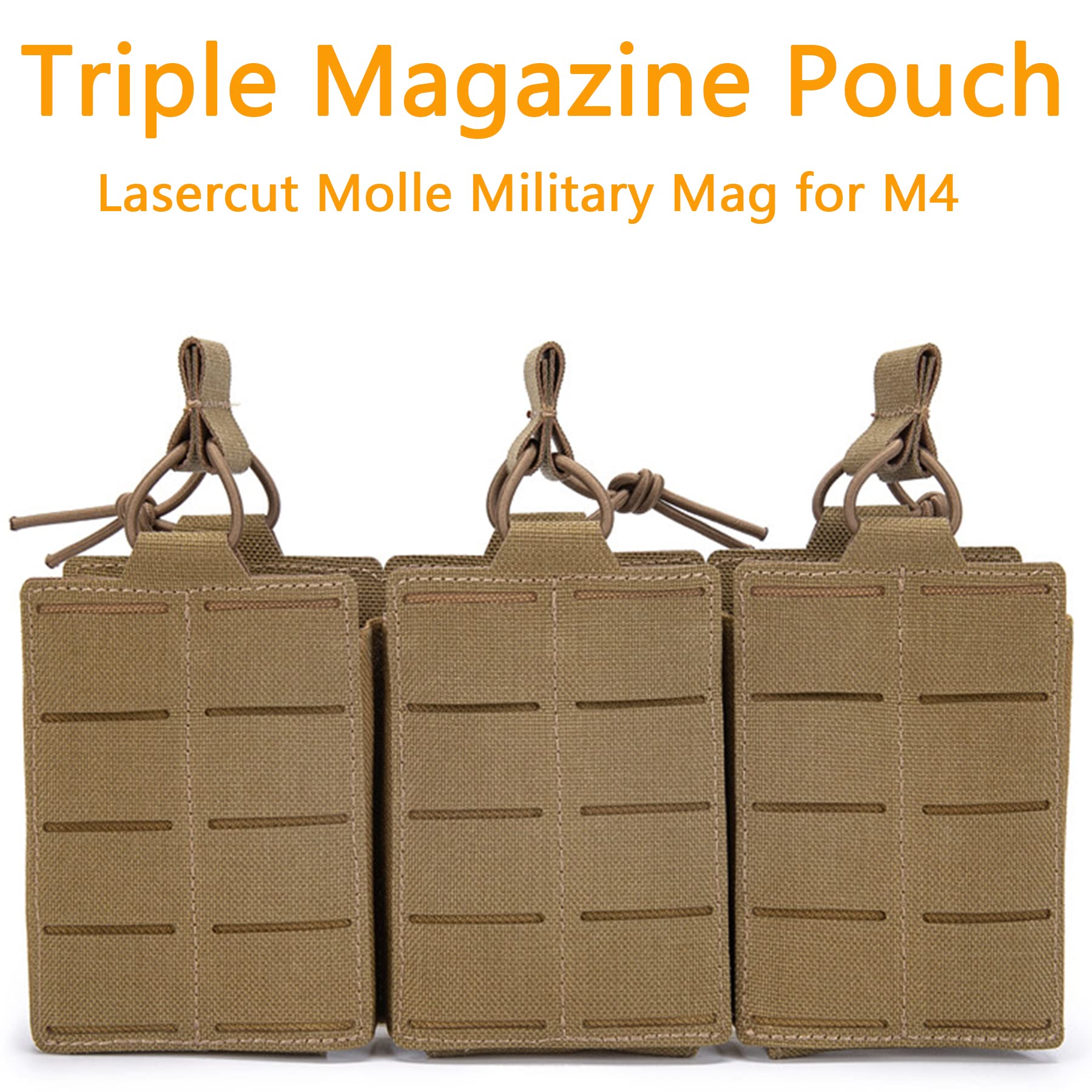 Taktischer Magazintasche für DREI Magazine, Leichter Magazintasche aus 1000D Nylon MOLLE Tripple Open Magazin Pouch Gummischlaufe Retention Mag Taschen für M4 AK Plattenträger Plate Carrier