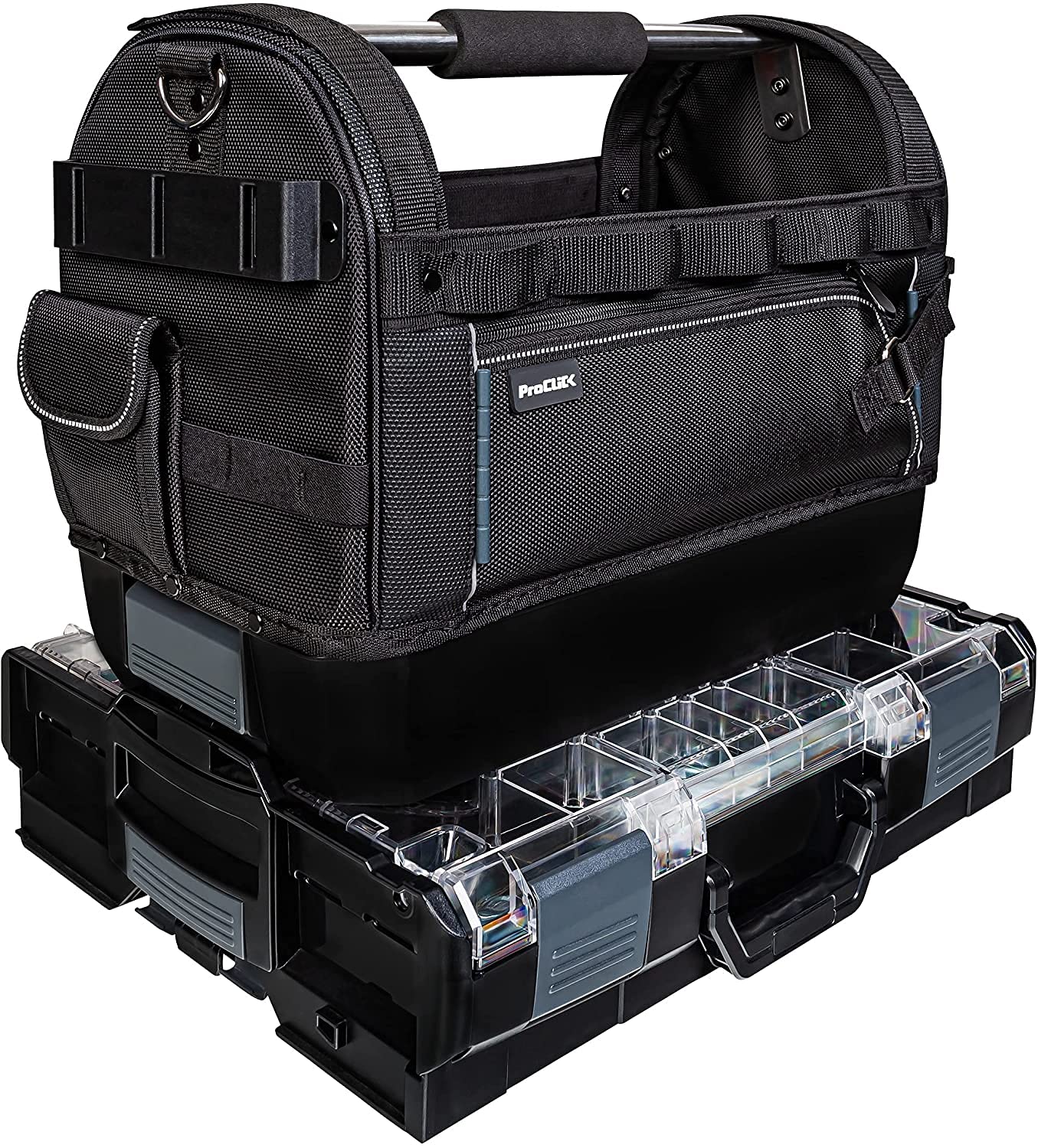 Wfix ProClick Tool Bag M torba narzędziowa otwarta 48 × 33 × 24 cm – firmy BS Systems, Joint Company L-BOXX & Sortimo kompatybilny z L-BOXX, profesjonalny uchwyt na narzędzia z poliestru 1000D | wraz