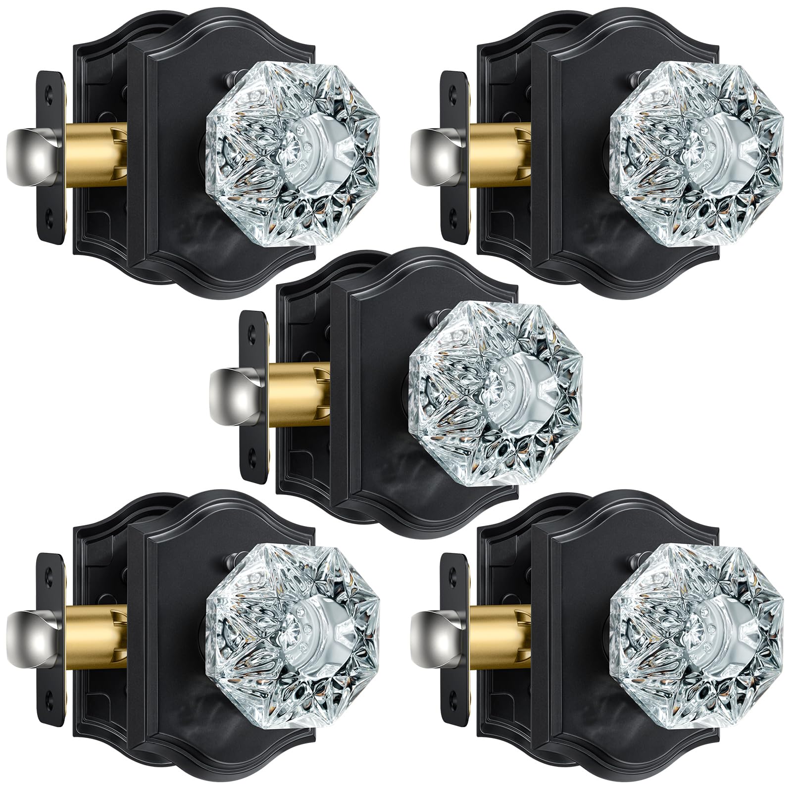 Matte Black Glass Door Knobs with Privacy Lock -12