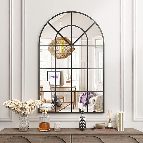 Miniatura 2 de Suidia Espejo de pared, rectangular de 24 x 36 pulgadas, espejos decorativos para ventana, marco de metal, decoración de pared de granja, espejo de