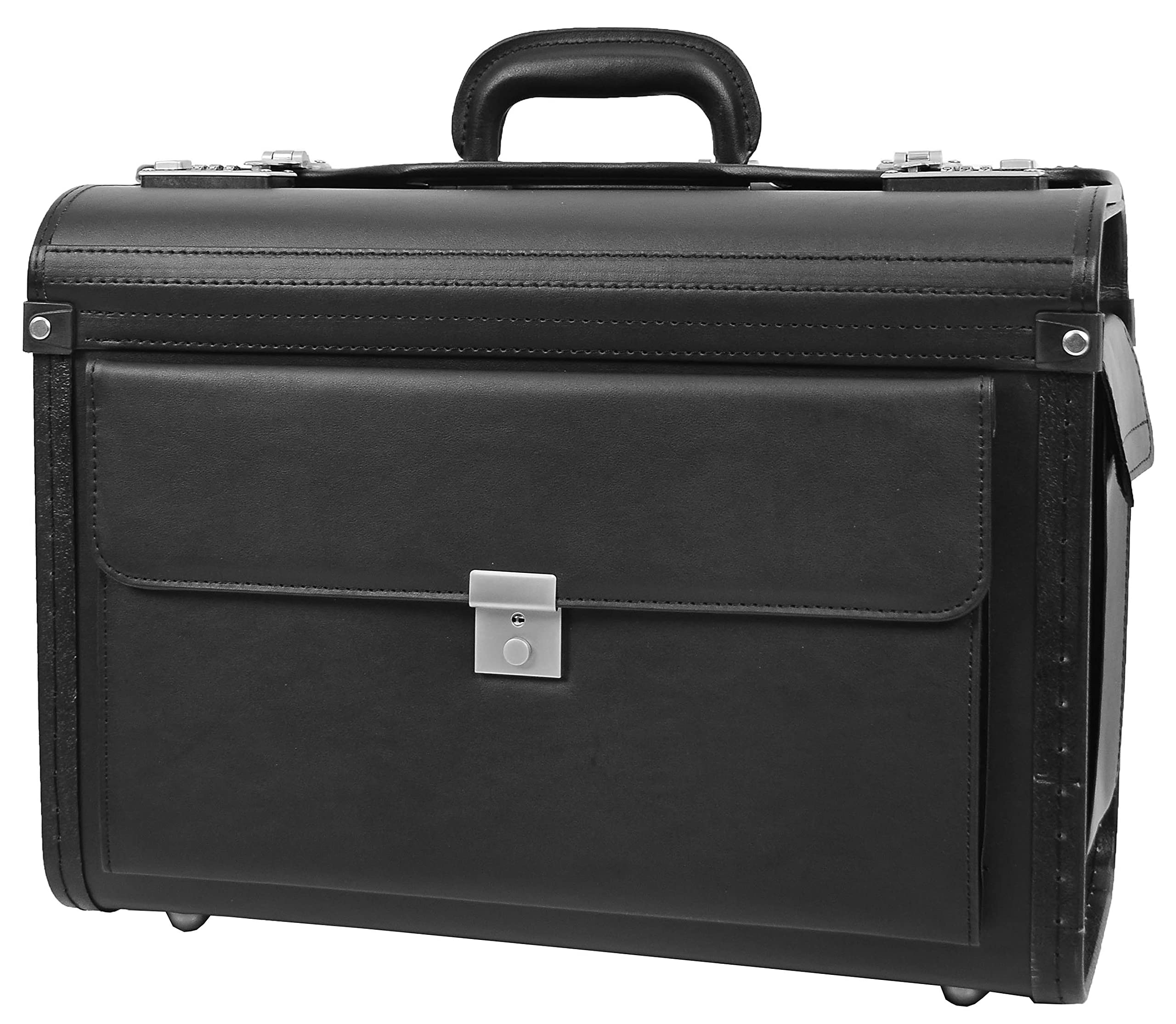 A1 FASHION GOODS Profesjonalna walizka pilota, duża czarna teczka ze sztucznej skóry z zamkiem, biznesowa torba na dokumenty Porto, Czarny, L, Etui pilota