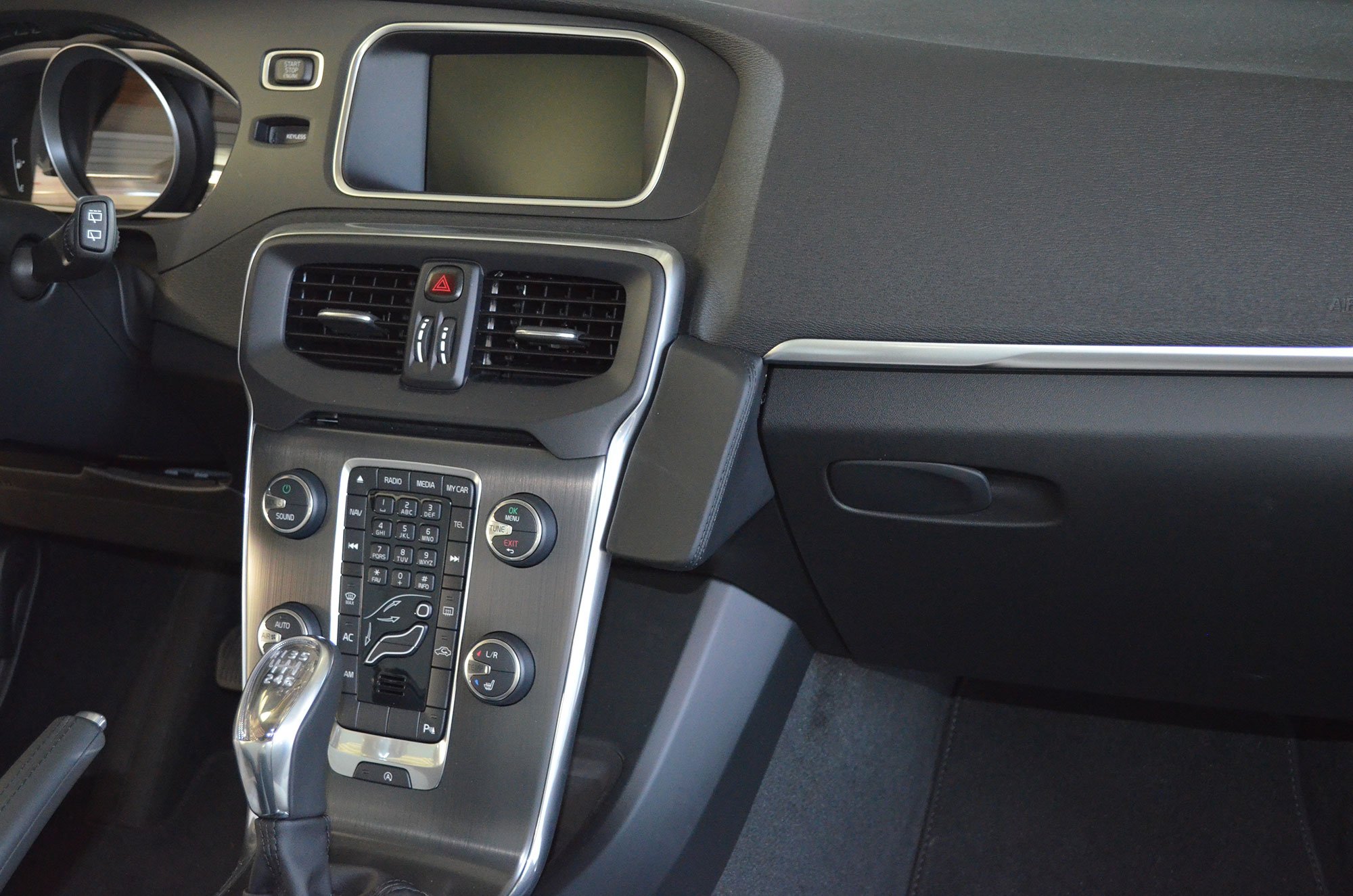 KUDA Uchwyt na telefon komórkowy pasujący do Volvo V40 & Volvo V70 XC Cross Country od 10/2012 - konsola telefoniczna do smartfonów, telefonów komórkowych, nawigacji i innych – konsola z prawdziwej