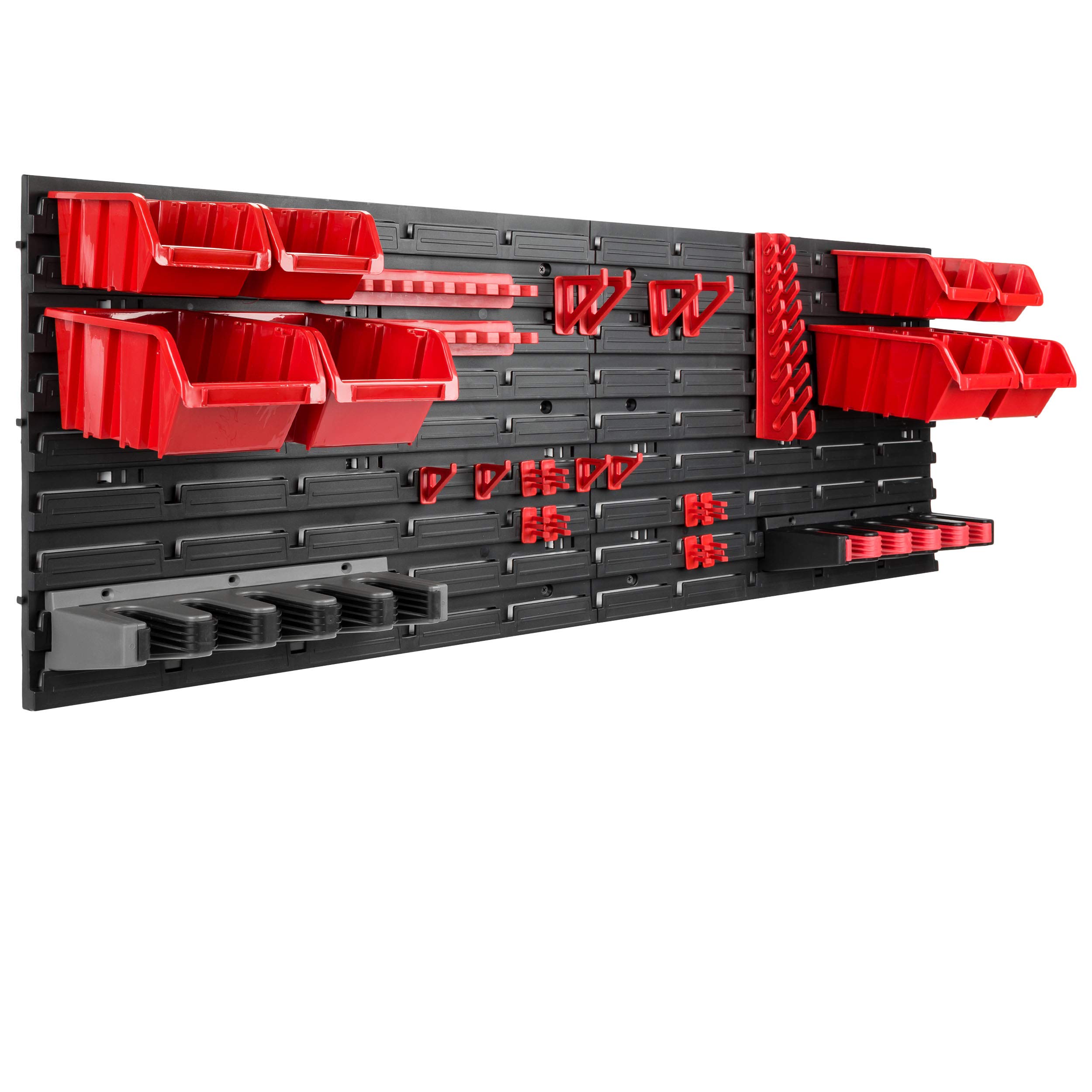 botle Wandregal 115 x 39 cm Werkzeughalter Gerätehalter Stapelboxen Gartengeräte HandwerkzeugKunststoff rot (Variante 3)