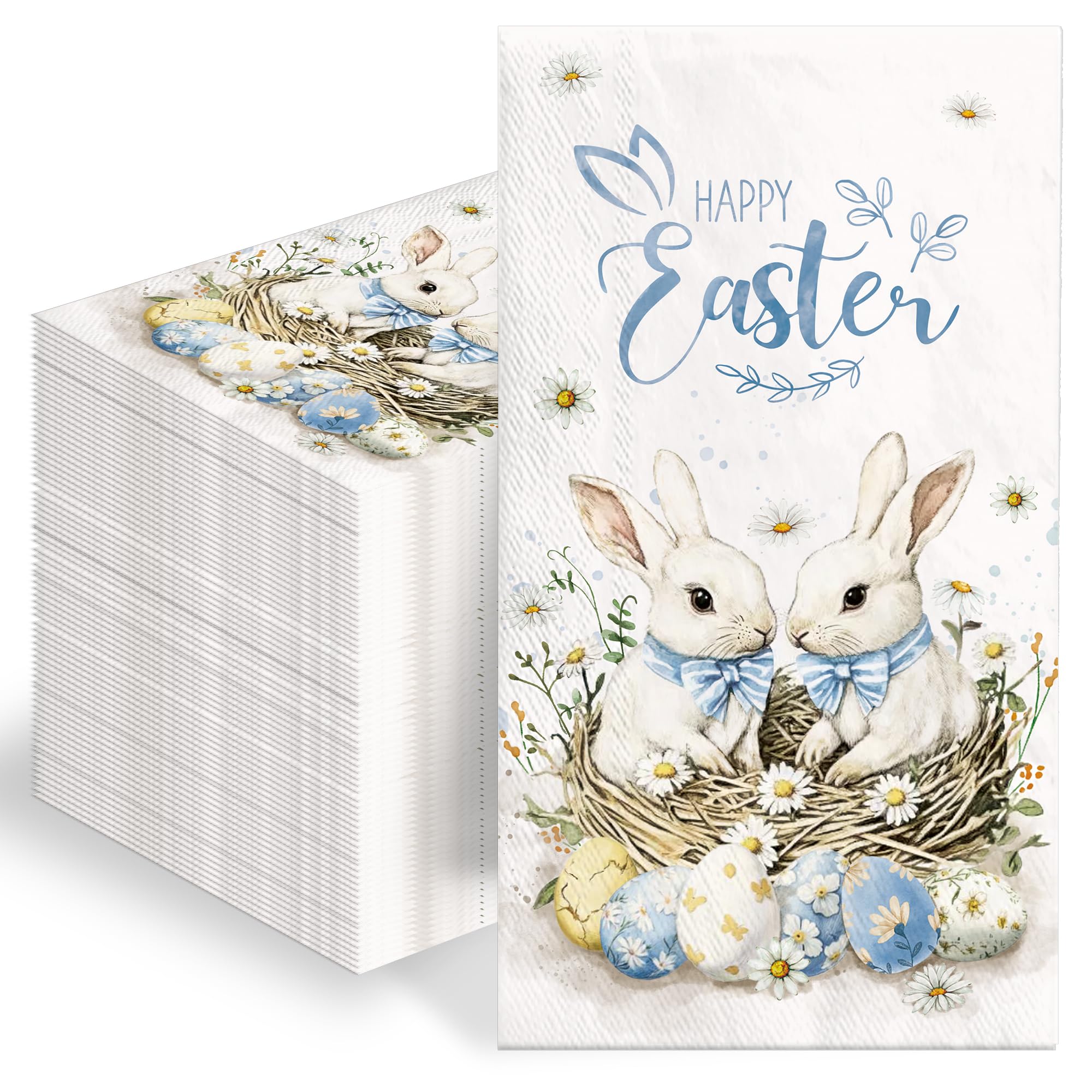Photo 1 of 100pcs Easter Napkins Paper Hand Towels for Bathroom 3 Ply Disposable Paper Bunny Decor Bathroom Decorative Napkins for Easter Spring Guests Dinner Holiday Birthday Party Decorations
