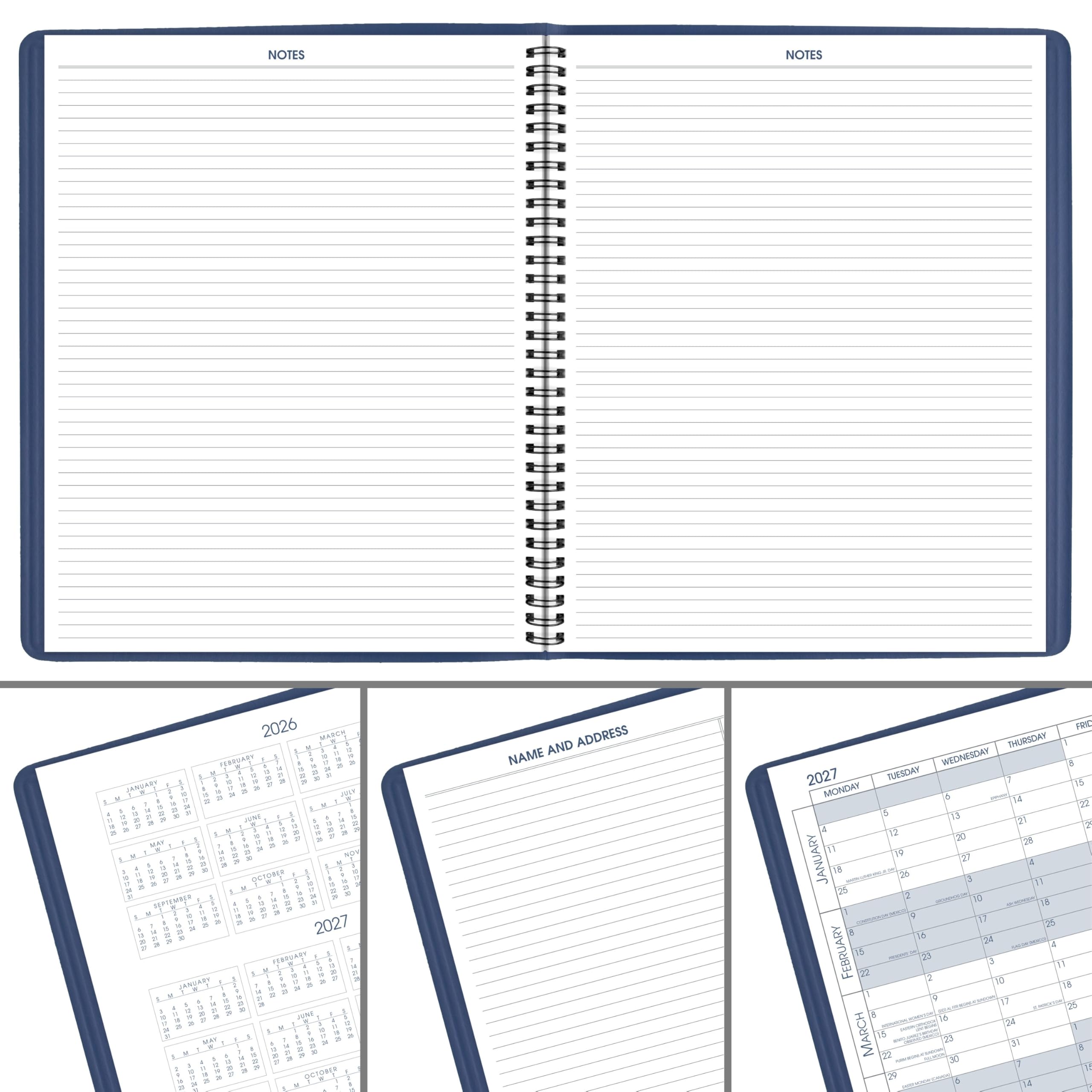 AT-A-GLANCE Agenda 2027, mensile, 15 mesi, gennaio-mar, 22,9 x 27,9 cm, blocchi giornalieri senza righe, blu (702502027)