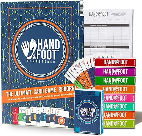 Hand & Foot Remastered Edición para 4 jugadores: juego de cartas para adultos y familias