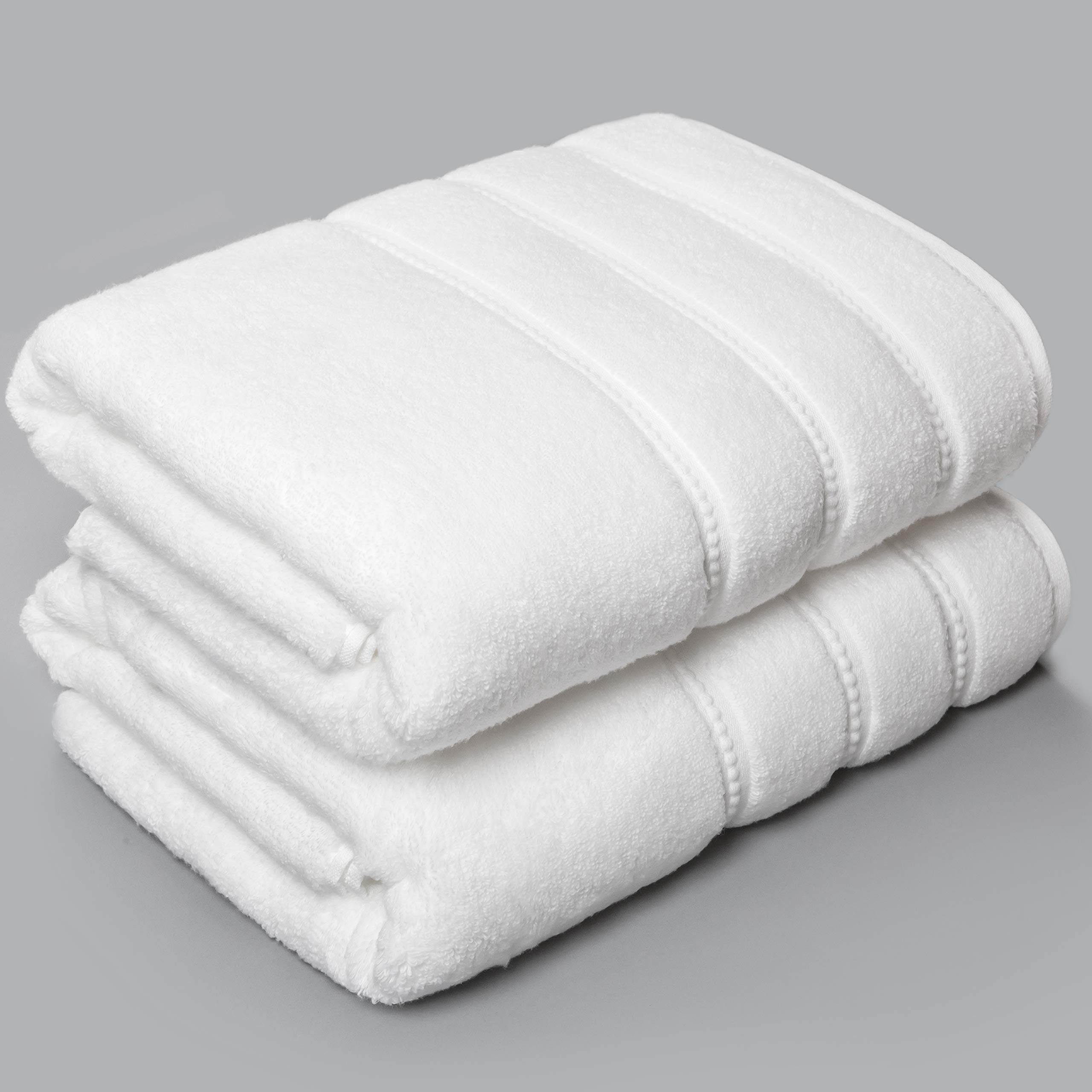 Softerry Premium Plush Bath Towel Set - 100% Soft Cotton - Baby Skin Extra Absorbent Zero Twist High Performance - Luxury Hotel & Spa Quality - Fade Resistant - Eco-Friendly (White, Set of 2)