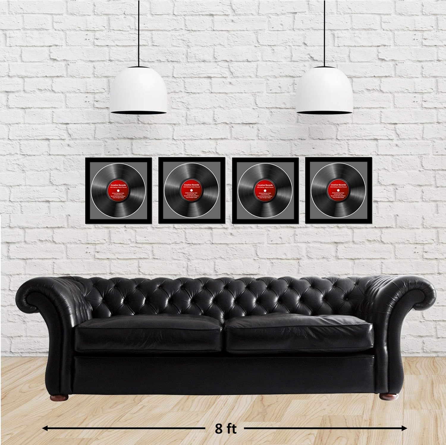 Creative Picture Frames [lp12.5x12.5bk-b] LP Vinyl Record Album Frame Display with Black Mat, LP Record Insert, Glass and Wall Hanger