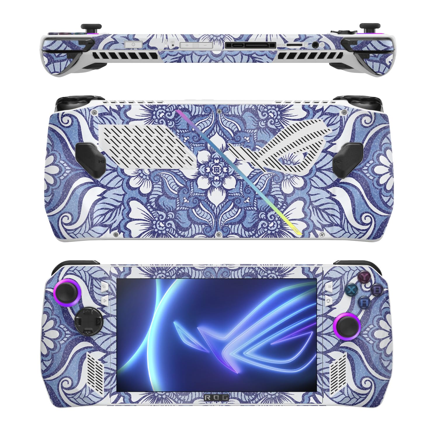 MightySkins Glossy Glitter Skin Compatible with Asus ROG Ally - Flower Mandala | Protective, Durable High-Gloss Glitter Finish | Easy to Apply