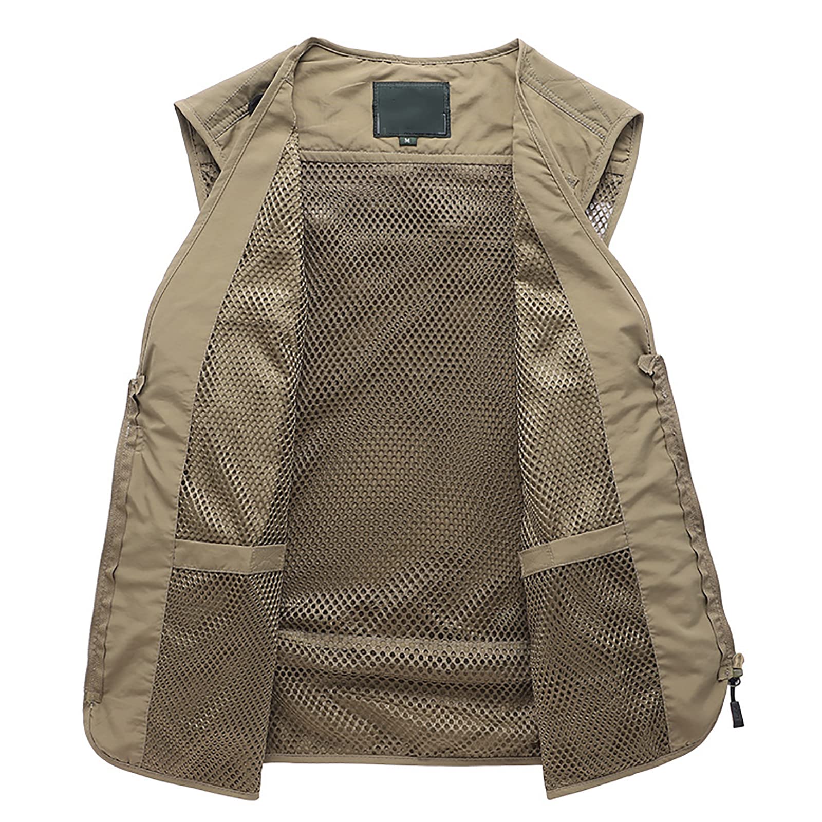 Mire Męska kamizelka wędkarska, oddychająca, na kemping, z wieloma kieszeniami, szybkoschnąca (rozmiar M, kolor: khaki)