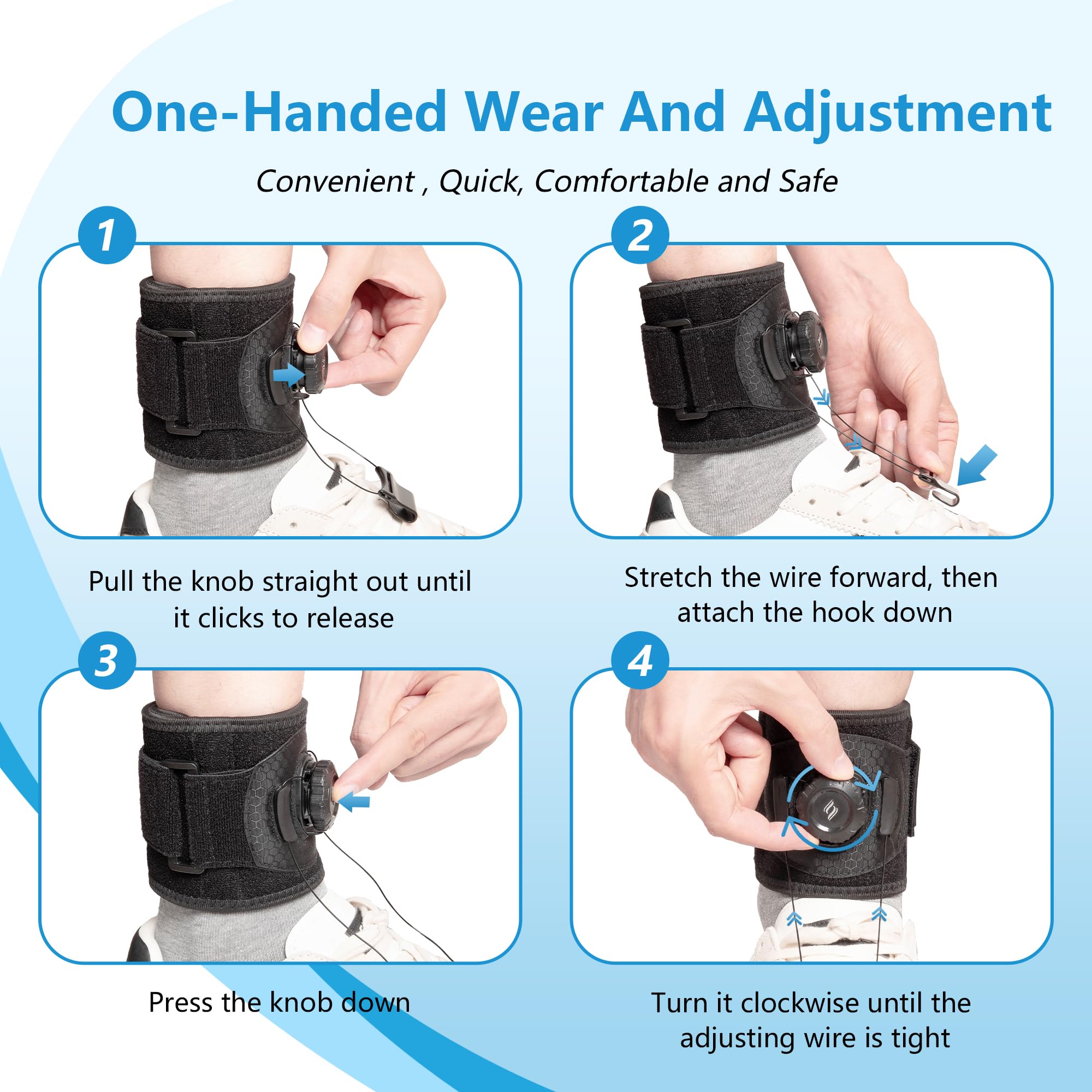 Supporto regolabile per sollevamento del piede con quadrante facile da girare, gancio largo e clip per scarpe per camminare stabilmente, comodo aiuto quotidiano per uomini e donne, L/XL