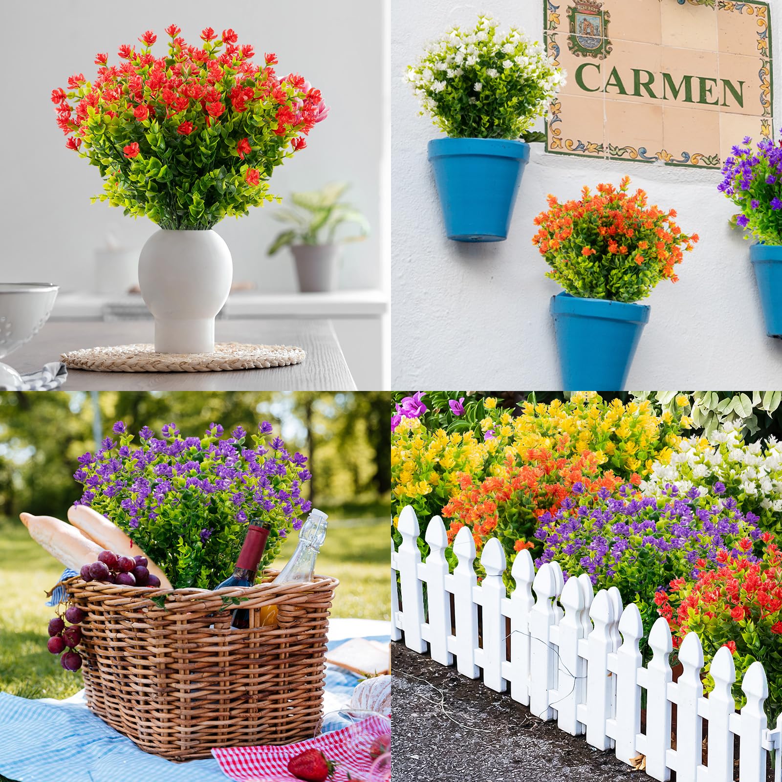 Buiten kunst geranium XL crème-witte bloemen uv-bestendig
