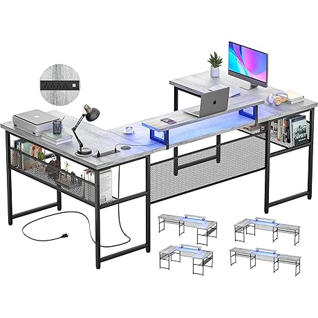 "Unikito U Shaped Desk with Multiple Accessory Features"