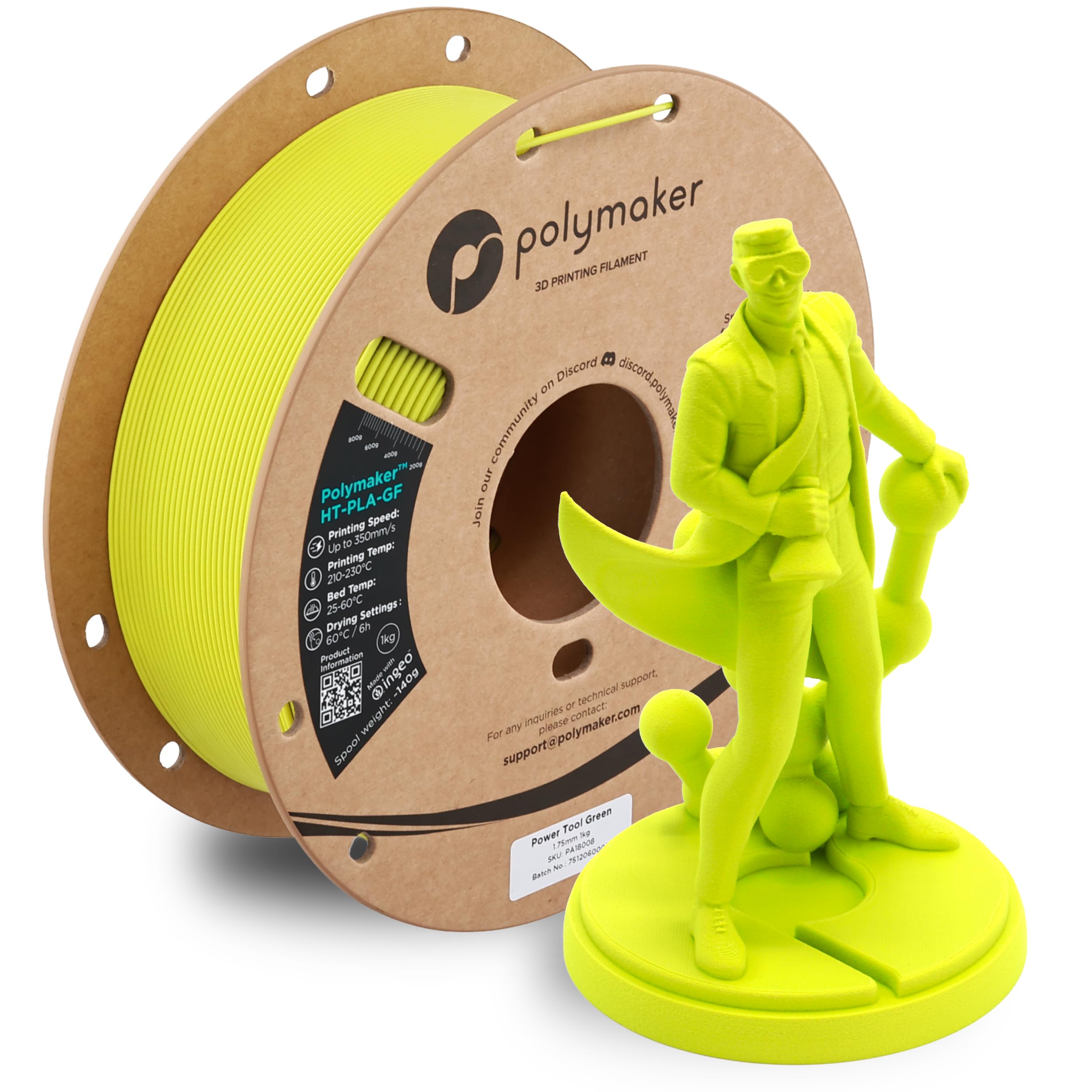 Amazon.com: Polymaker HT-PLA-GF Filament 1.75mm Power Tool Green