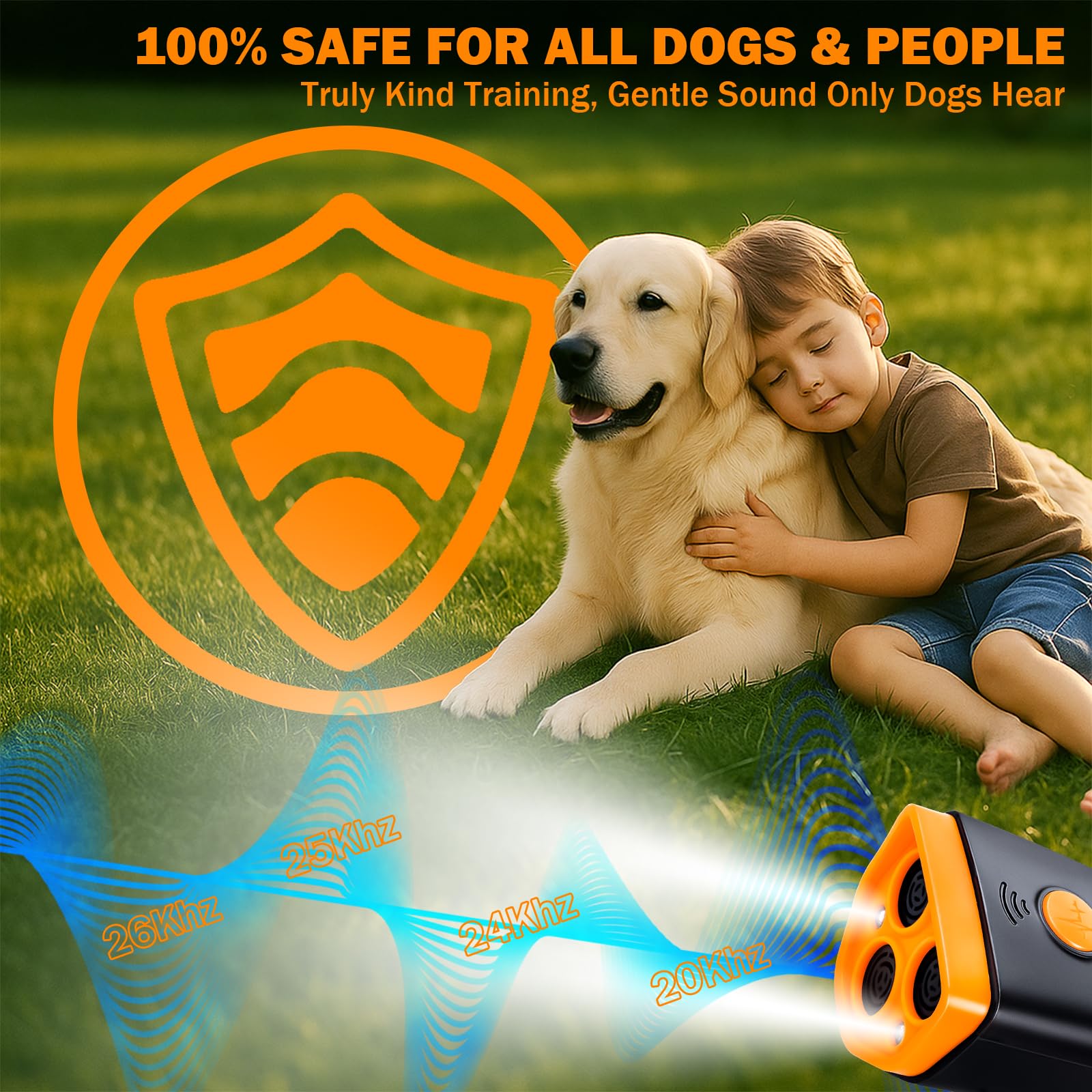 Dispositivo disuasorio de ladridos de perro, dispositivo ultrasónico antiladridos para entrenamiento de perros, seguro y eficaz, hasta 35 pies de largo alcance, recargable y portátil