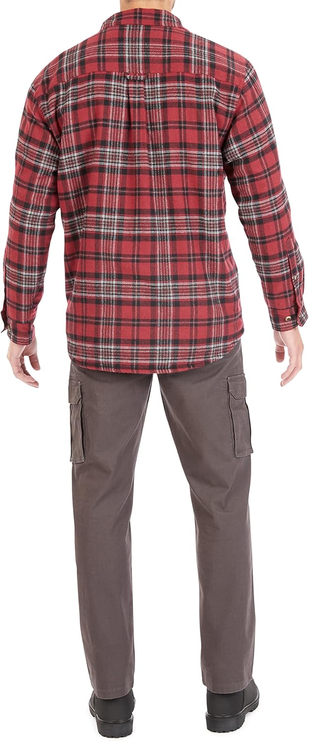 Smith's Workwear Mens Zip-Front Sherpa-Lined Flannel Shirt JacketJacket - Image 6