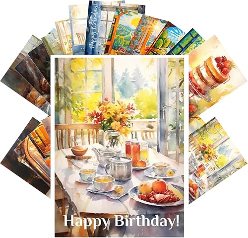 Miniatura 3 de PIXILUV Postales vintage (24 piezas de 4 x 6 pulgadas cada una) hermosos paisajes de bosques invernales increíbles acuarela, postales vintage,