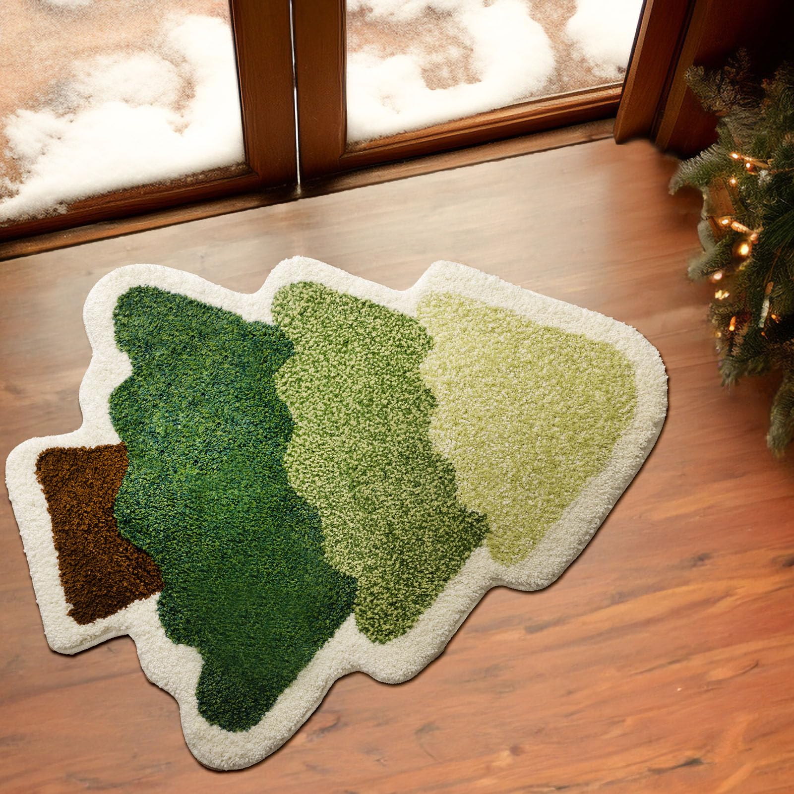 Ashler Christmas Tree Bathroom Rugs, Tree Decor Area Rugs, Water Absorbent Lovely Bath Mat, Classic Carpet, Machine Washable, Mats for Bathroom, Front Door, Living Room, 30x35IN