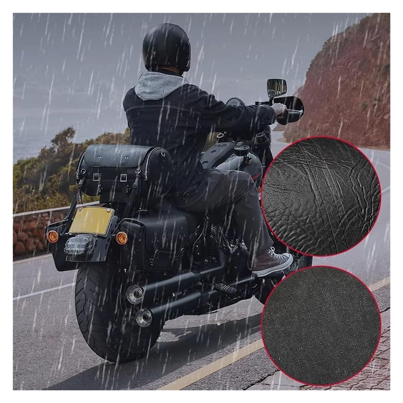 Moto Paraurti Borsa per Sportster per Softail per Dyna per V-Star per Shadow Coda Moto Sella Posteriore in Pelle Borsa da Espandibile 18-22L