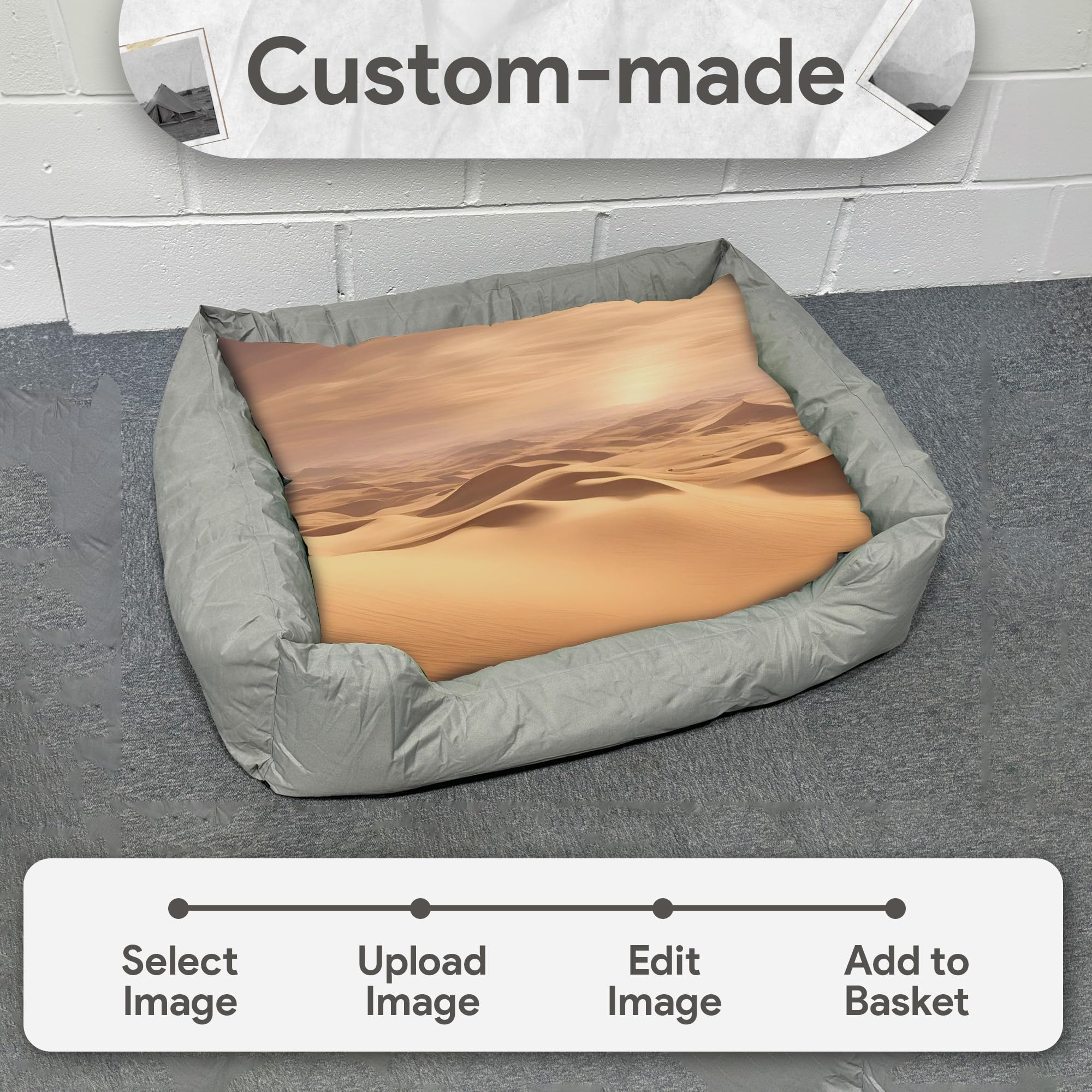 TheDogTagCo Cama personalizada para perros pequeños con almohada, cama de espuma viscoelástica personalizada para perro con funda impermeable lavable para mayor comodidad y suavidad para tu cachorro