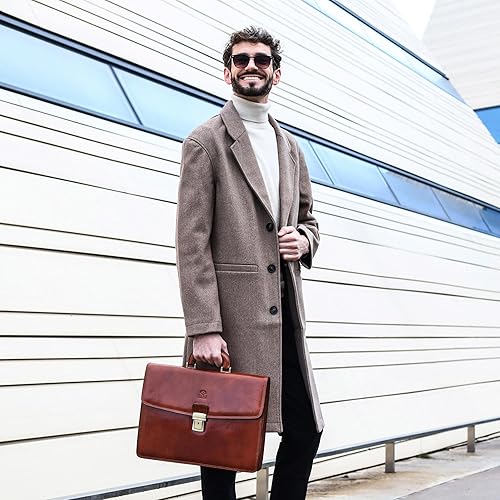 Miniatura 3 de Time Resistance Leather Briefcase - Italian Handmade Leather Laptop Bag - Handbag for Men - Professional Computer Case