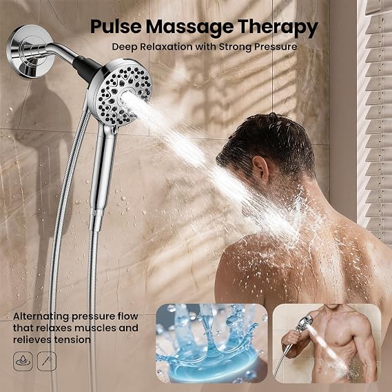 JOMOO Filtered Shower Head with Handheld, 4.5 Inch High Pressure Magnetic Showerhead with Filter, 7 Spray Modes Handheld Shower Head for Hard Water with Magnetic Docking, Chrome