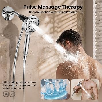 JOMOO Filtered Shower Head with Handheld, 4.5 Inch High Pressure Magnetic Showerhead with Filter, 7 Spray Modes Handheld Shower Head for Hard Water with Magnetic Docking, Chrome