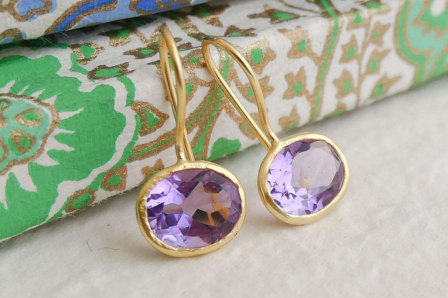 Citrine Gold Plated Sterling Silver Drop Earrings - Natural Gem Gemstone - Handmade Jewelry Gift Ideas for Her Women - Birthday Christmas Gift - Valentine's Day - Yellow Stone - Image 9