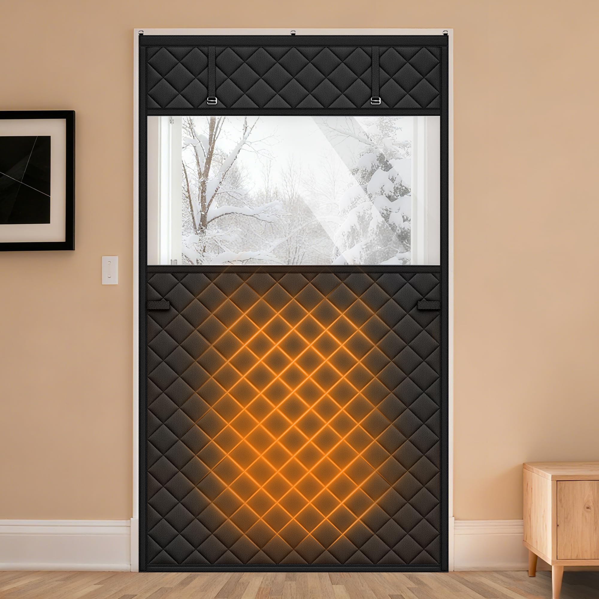 HOMWMPA Thermal Door Curtain Black