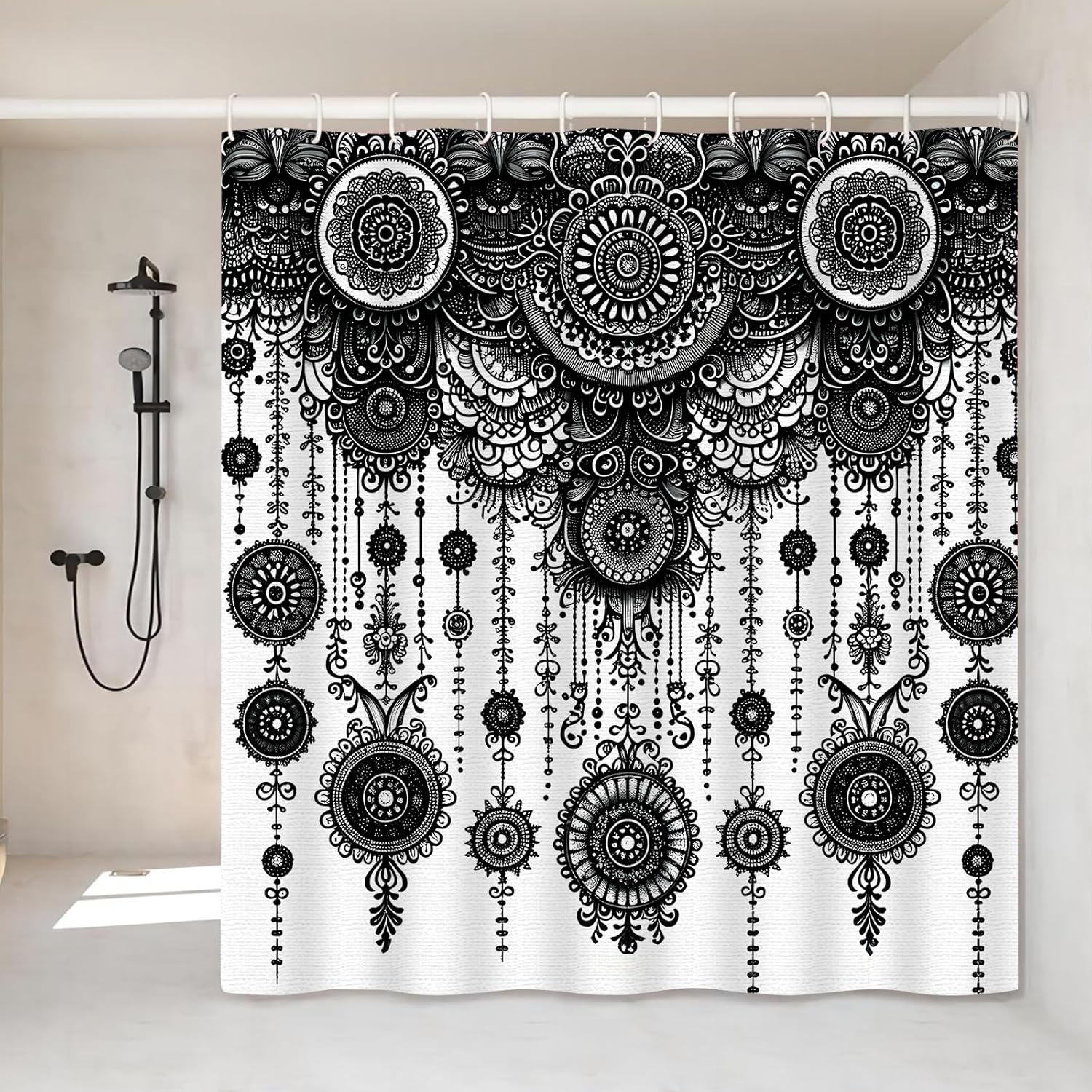 VODRM Elegant Mandala Shower Curtain 72x72 Inch Intricate