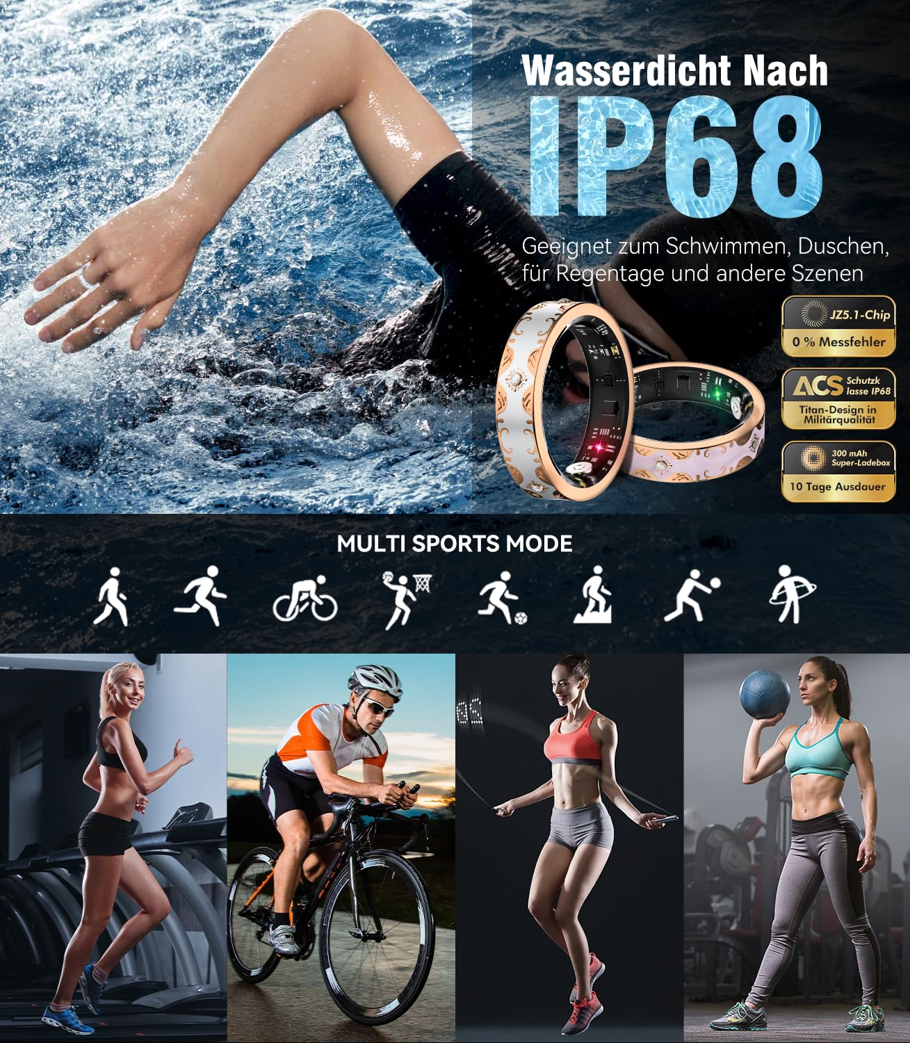 2026 TOP 1 9.0 Smart Ring e custodia di ricarica. 【Industry First – 0 errore di misurazione】【IP68 impermeabile】 Anello intelligente da uomo e da donna per monitoraggio del sonno, dispositivo