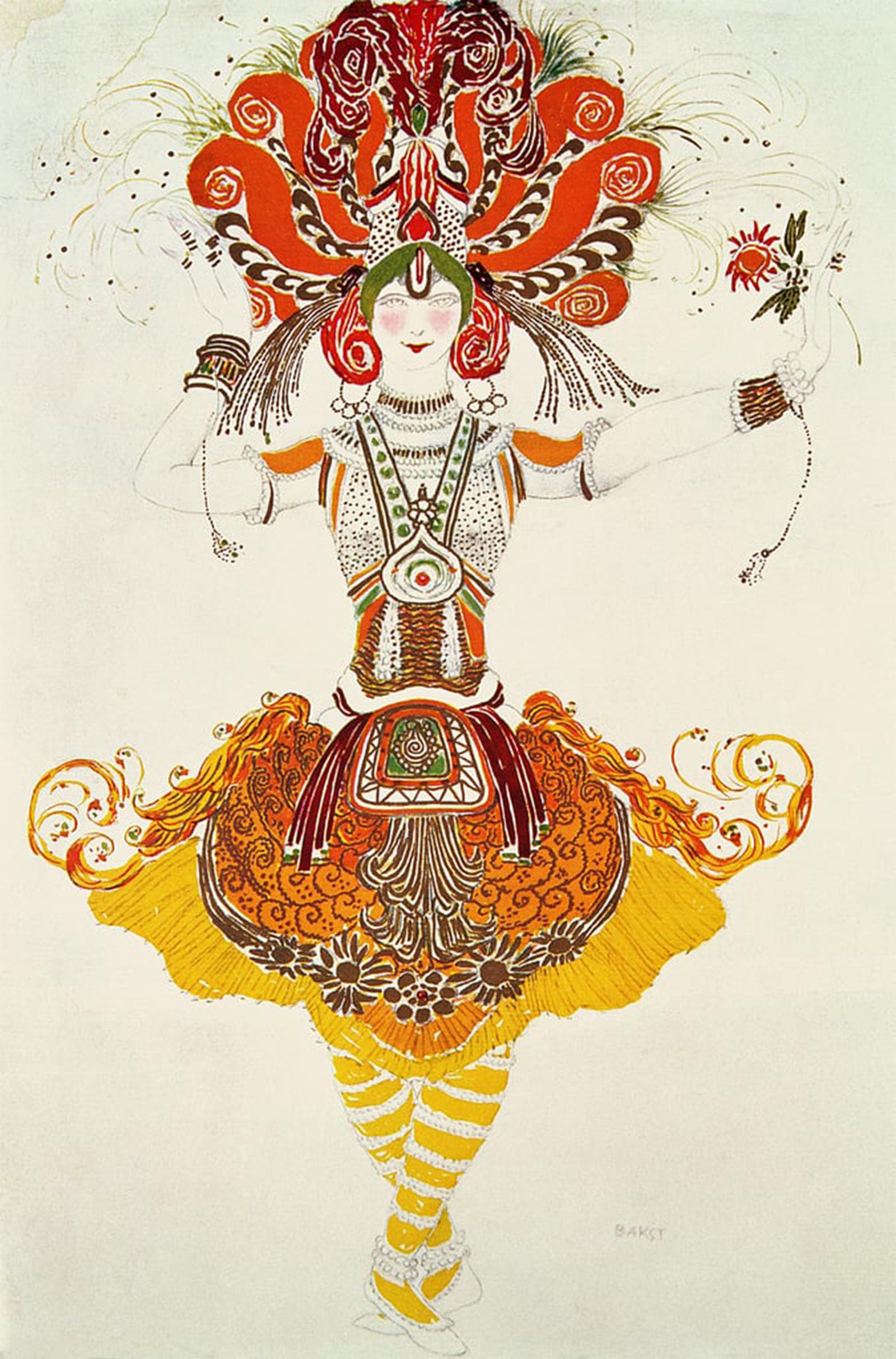 SERENDIPITP Retro Picture Poster Wall Art Pictures Painting Ballet Costume for the Firebird by Leon Bakst Wall Art Canvas Print for Wall Decor 60x90cm