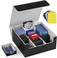 Vista 24 de Mlikero Caja de Cubierta de Cartas para Tarjetas Comerciales 1800+, Caja de Almacenamiento de Tarjetas Comerciales Compatible con Toploader