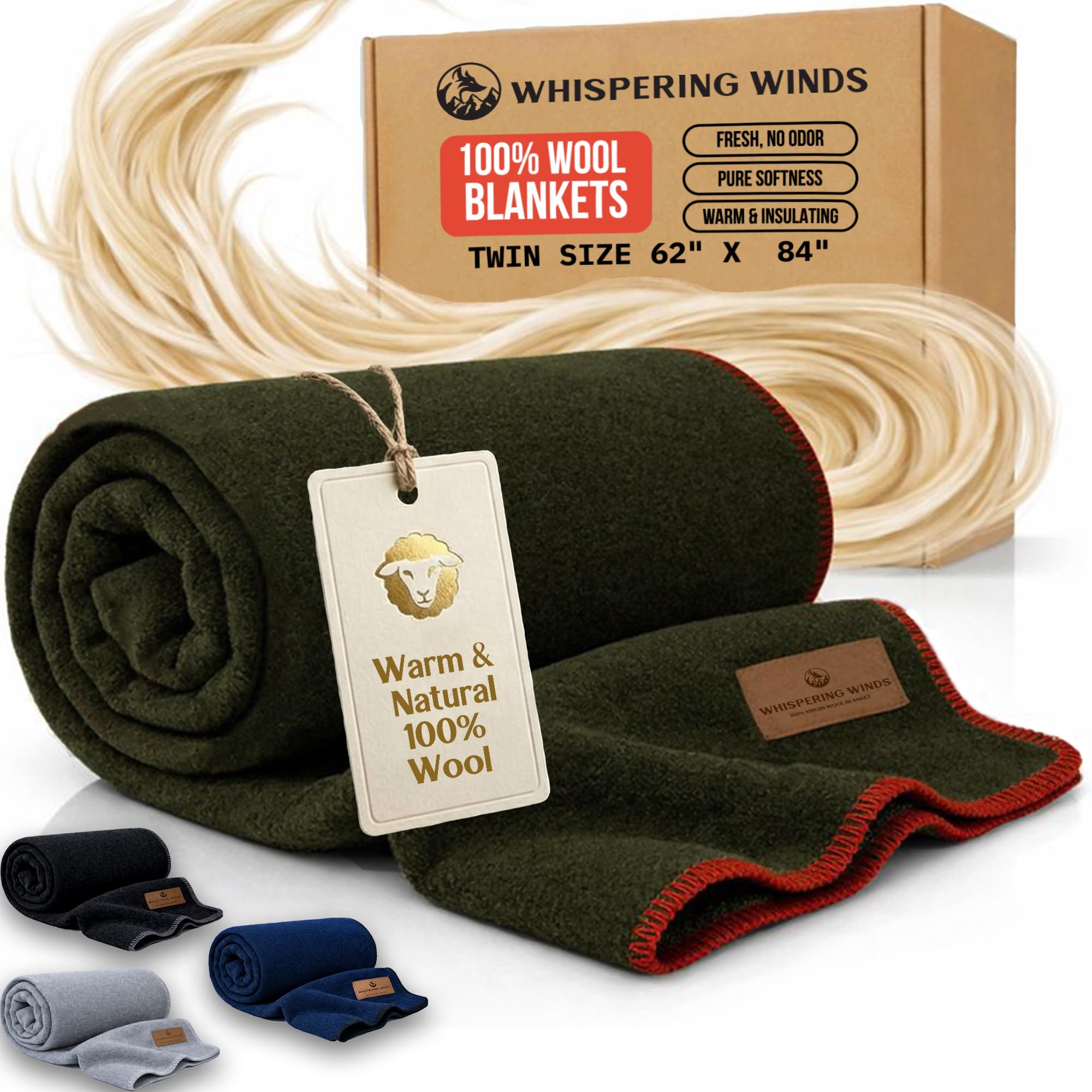 Whispering Winds 100% Wool Blanket