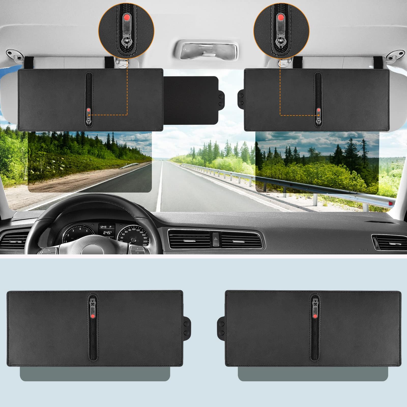 Car Visor Extender with Zipper (Model A)